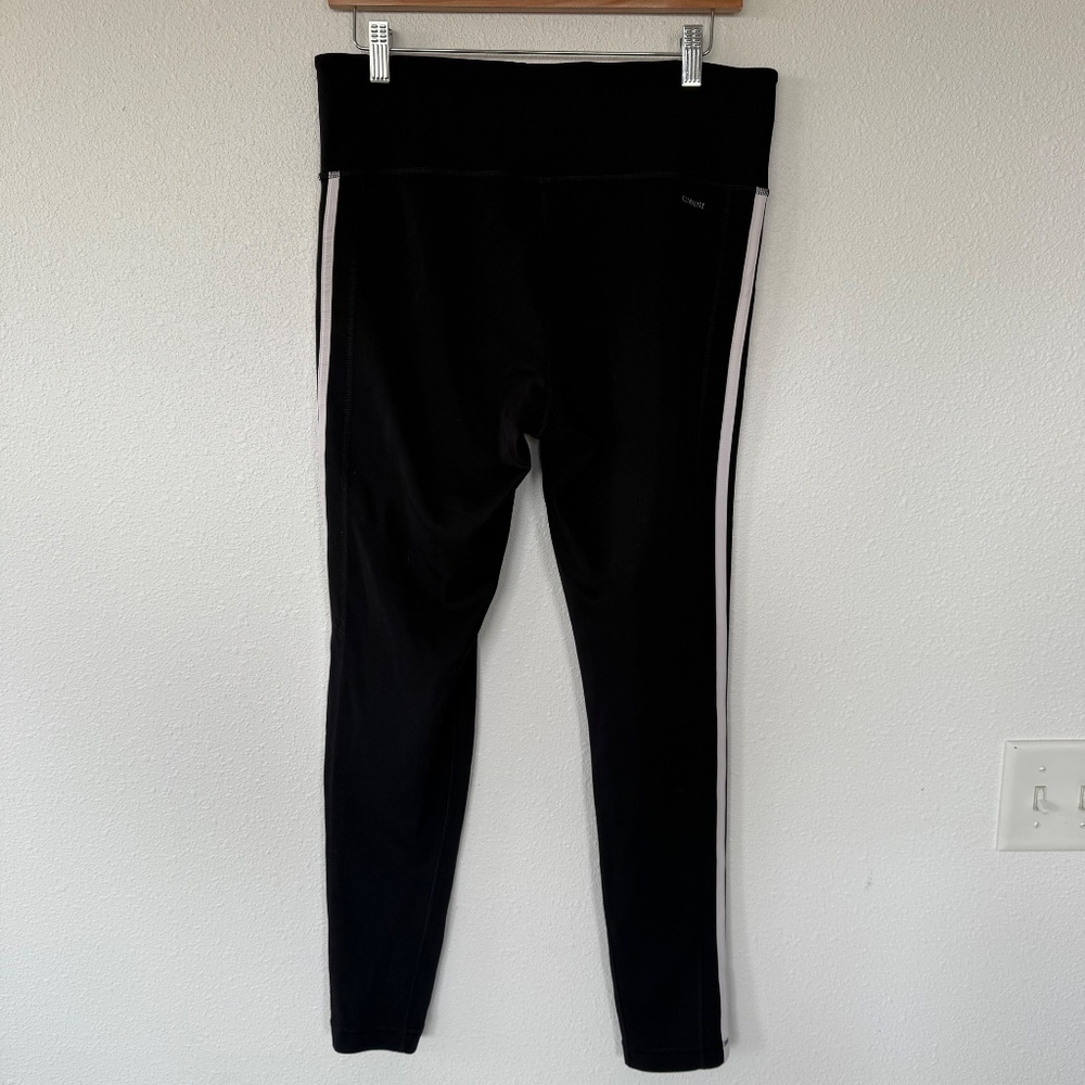 Adidas Women’s Pull On Classic Black+White Leggings Athletic Joggers size Large - Picture 3 of 7